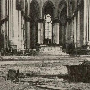 Interior of Reims Cathedral after 1914 bombings